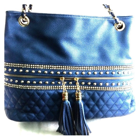 Imoshion Handbags - Royal blue and Gold Jeweled Imooshion Shoulder Bag